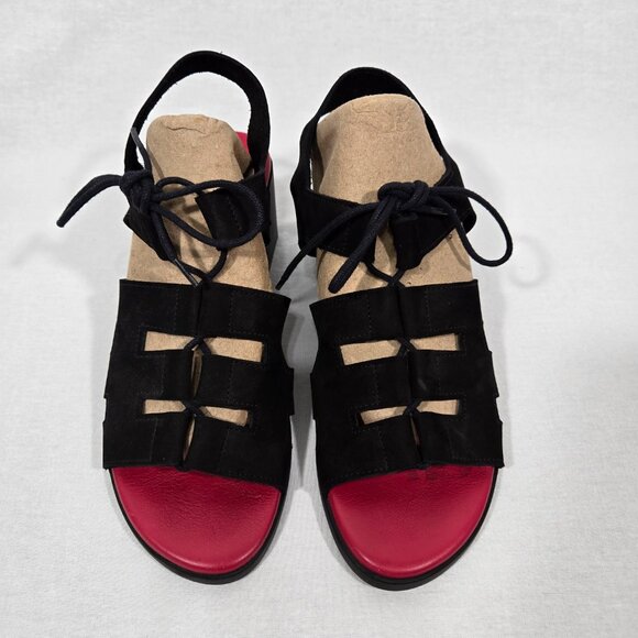 ARCHE Vayase Hipster BLACK Suede Strappy Cutout Block-Heel Sandal Women's Size 6 - Picture 6 of 17